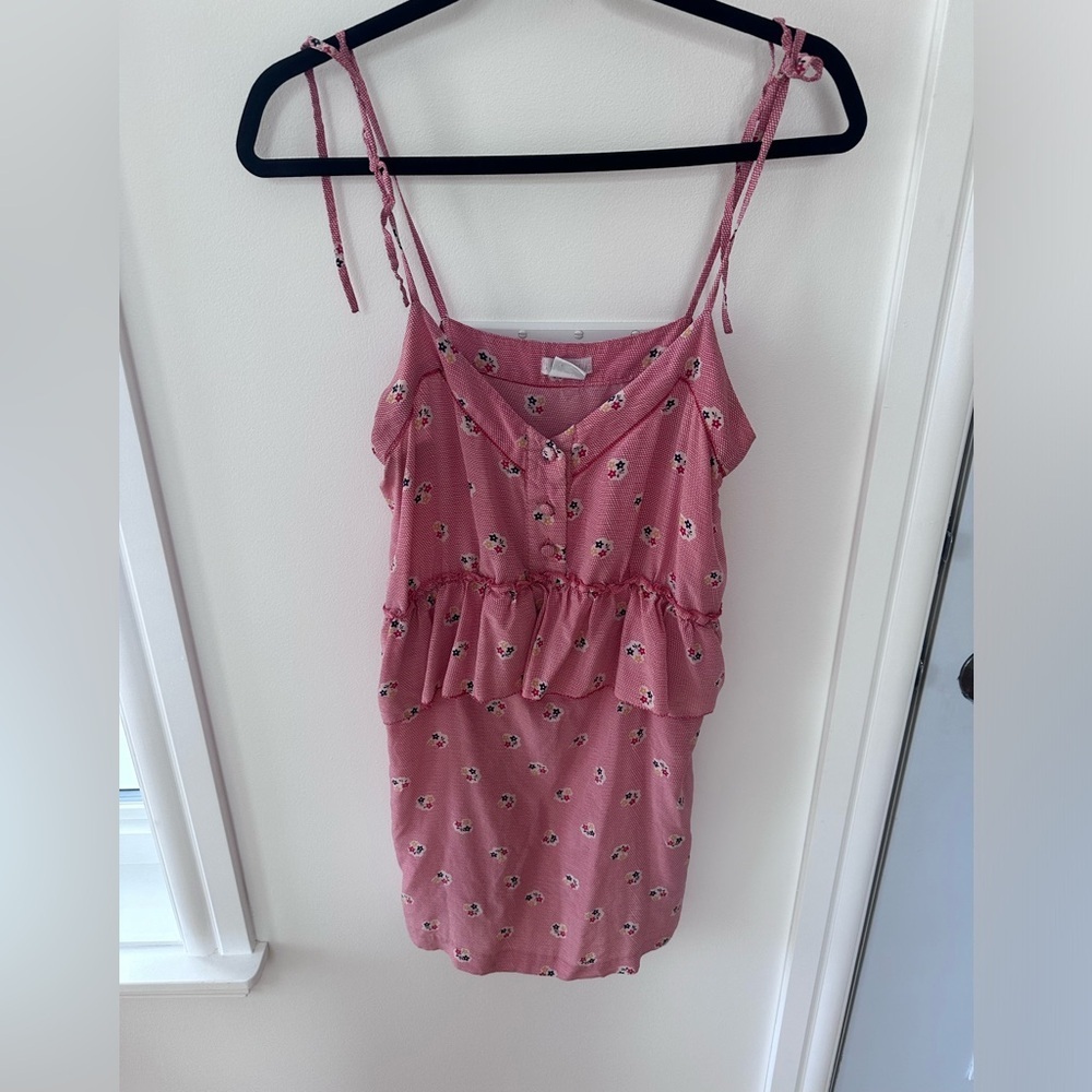 Urban Outfitters Cooperative 100% Silk Floral Ruffle Dress/top | Size Large - Picture 2 of 14